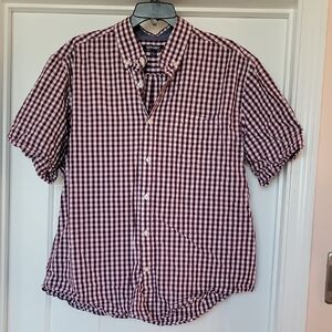🌺3 For $10 Mix & NY Brugundy Check Button-down Short Sleeve Shirt